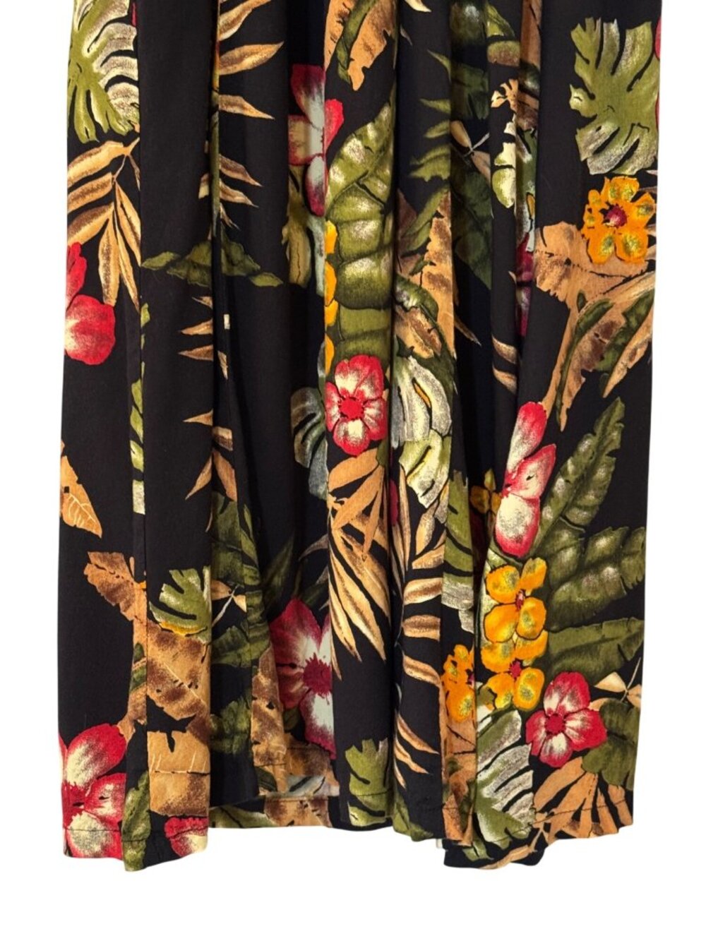 Hibiscus Collection Hawaii Floral Maxi Sundress L Black Tropical Straps Summer - Picture 6 of 14